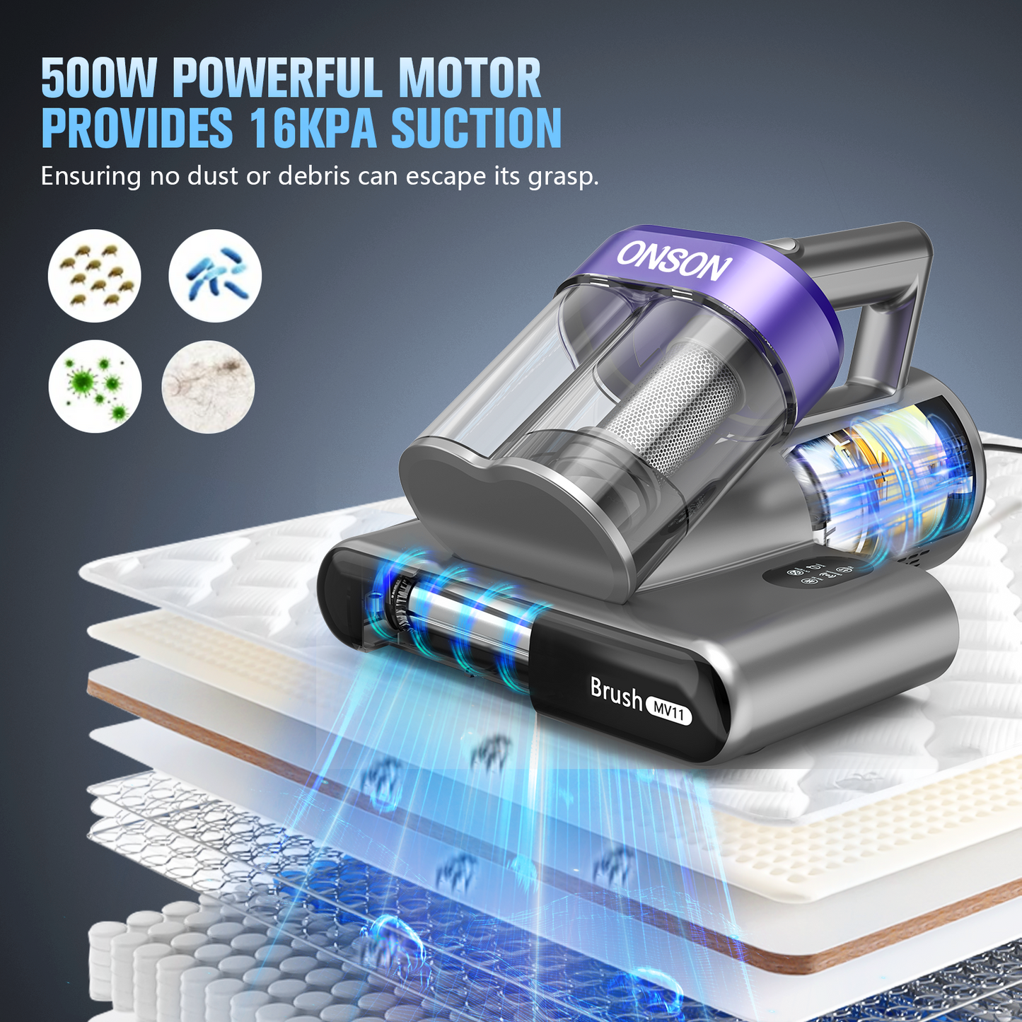 ONSON 16Kpa Mattress Vacuum Cleaner, Handheld Vacuum For Bed-SC