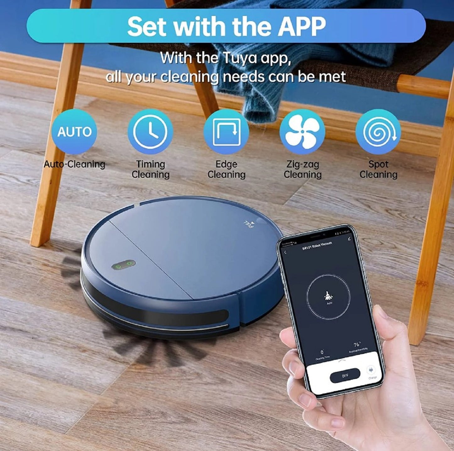 ONSON Robot Vacuum Cleaner,2 in 1 Robot Vacumm Mop Combo, With WiFi/App Connection, for Pet Hair, Hard Floor 05