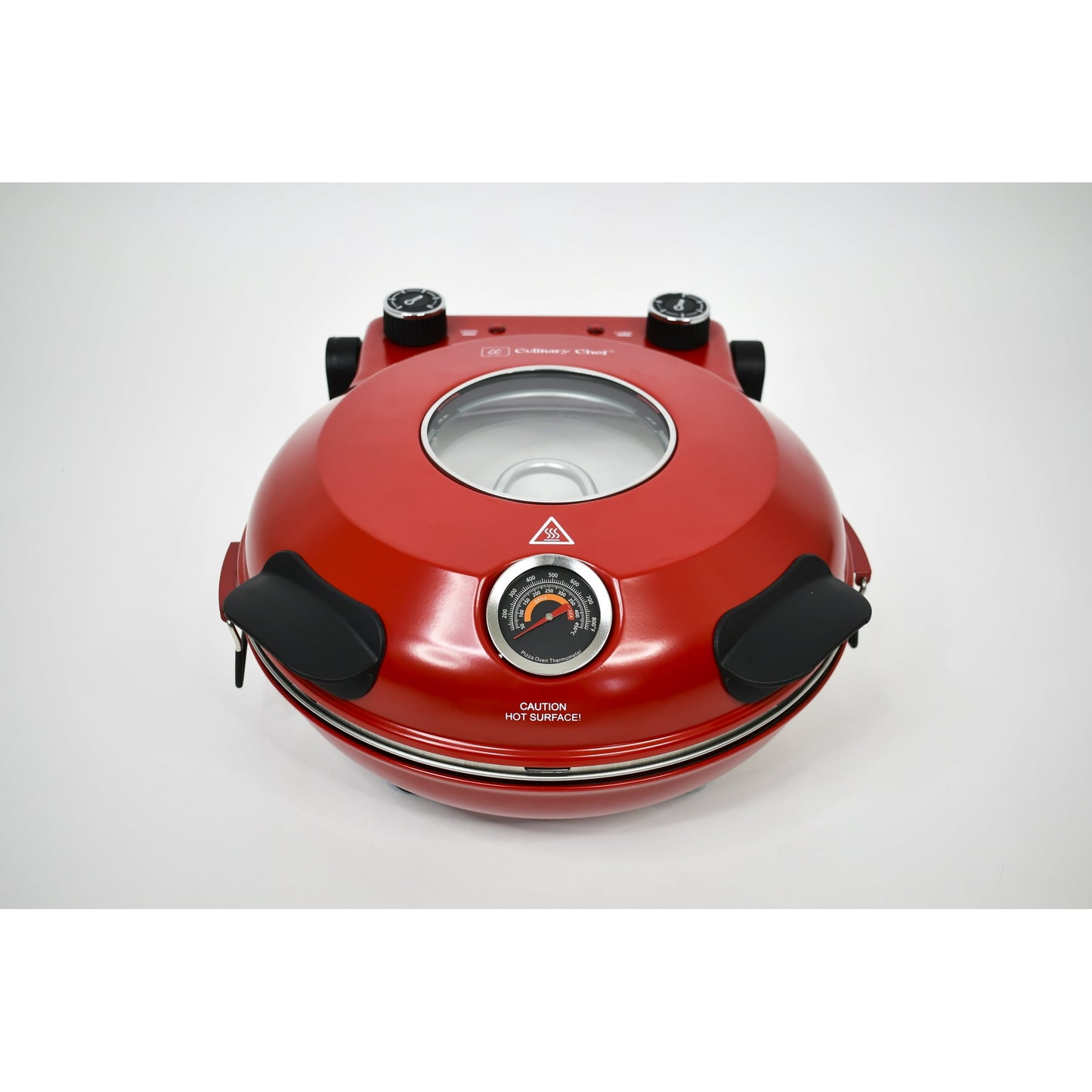 ONSON Electric Pizza Oven, 12 Inch Countertop Pizza Maker with Temperature Control & Thermometer | Viewing Window for Precise Cooking Heats up to 800F Easy to Clean Non-Stick Stone Red -SC