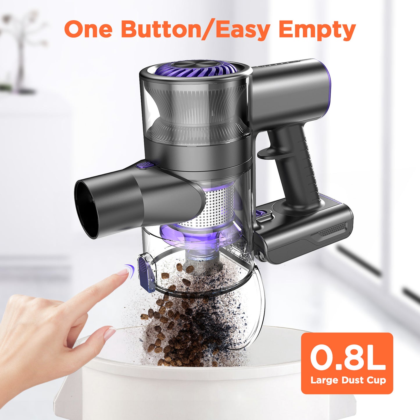 GOOVI Cordless Vacuum Cleaner, Cordless Vacuum with 80000 RPM High-Speed Brushless Motor, 2600mAh Powerful Lithium Batteries-Ypurple