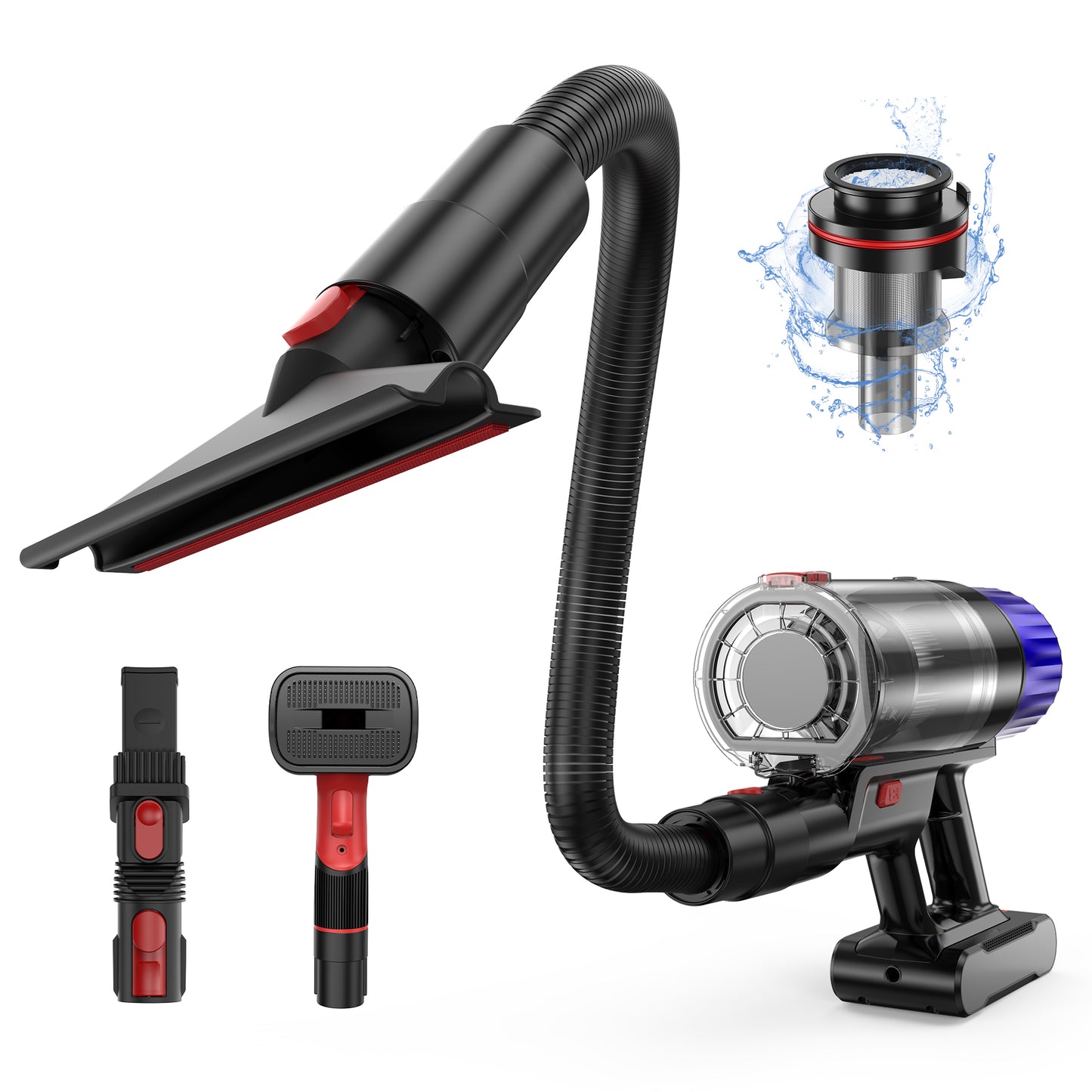 Teendow Lightweight 500W Stick Vacuum, Cordless Vacuum Cleaner for Pet Hair, Max 50 Mins, Rechargeable, Perfect for Carpet, Hard Floor, Dark Gray,TG