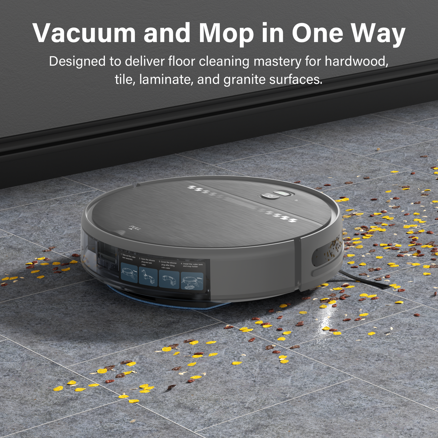 Robot Vacuum and Mop Combo, 2-in-1 Robot Vacuum Cleaner, 2.87'' Slim Design, Wi-Fi/App/Voice Control, 3D Obstacle Avoidance & Self-Charging Robotic Vacuum for Hard Floors, Carpets, Pet Hair