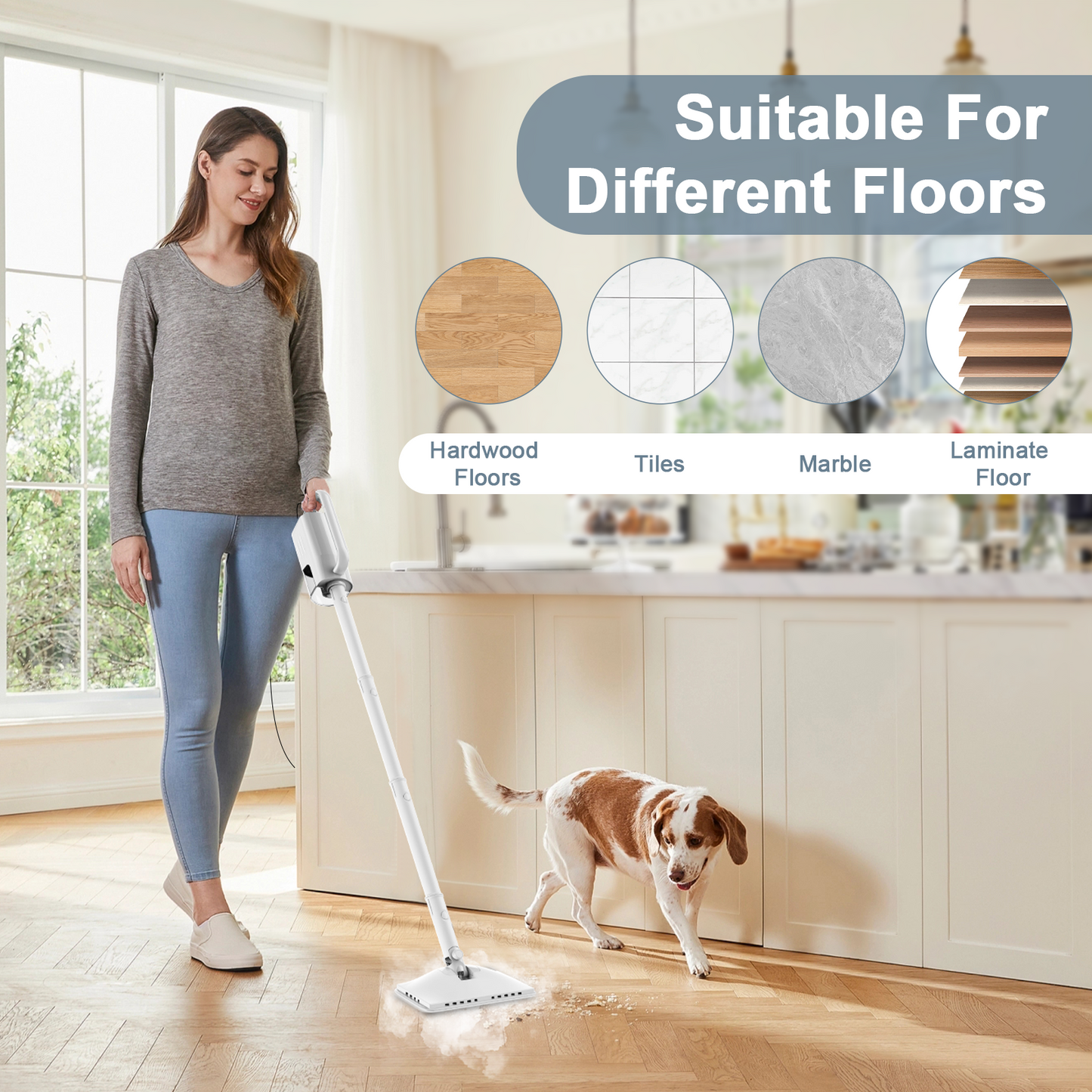 Haoyunduo Steam Mop, 6-in-1 Detachable Handheld Steam Mop Cleaner with 2 Microfiber Pads for Hard Floor, Carpet-01
