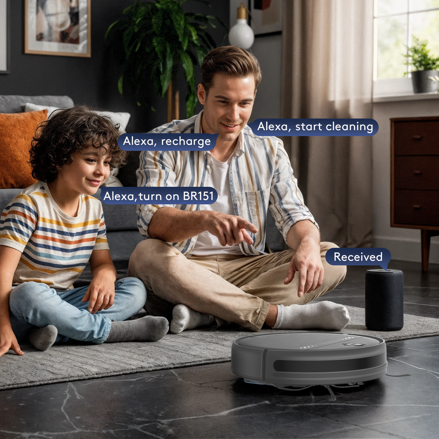 Robot Vacuum and Mop Combo, 2-in-1 Robot Vacuum Cleaner, 2.87'' Slim Design, Wi-Fi/App/Voice Control, 3D Obstacle Avoidance & Self-Charging Robotic Vacuum for Hard Floors, Carpets, Pet Hair