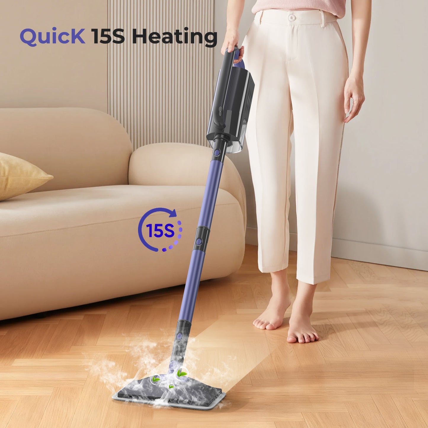 GOOVI Steam Mop Cleaner, 6-in-1 Rotated Steam Mop Cleaner with 2 Microfiber Pads, Detachable Steam Mops for Hard Floor, Carpet, Tiles Cleaning