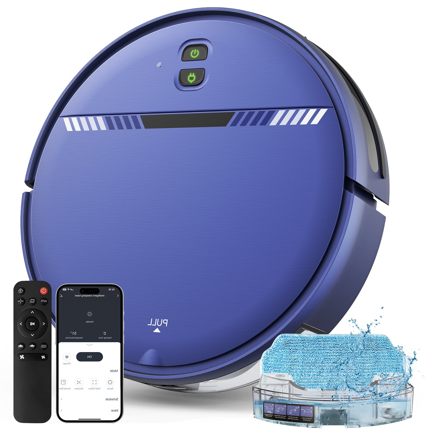 Teendow Robot Vacuum with Mop, Robotic Vacuum Cleaner with APP/Remote, Self-Charge, for Hardfloor, Carpet,Pet Hair, Blue,TG