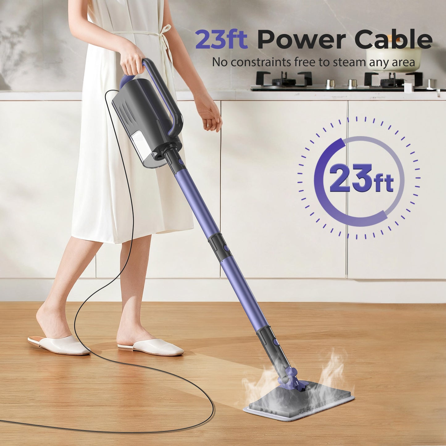 GOOVI Steam Mop Cleaner, 6-in-1 Rotated Steam Mop Cleaner with 2 Microfiber Pads, Detachable Steam Mops for Hard Floor, Carpet, Tiles Cleaning