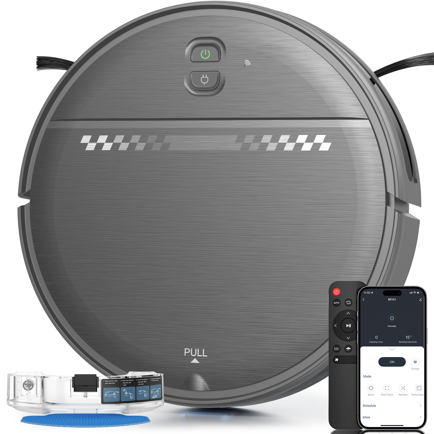 Robot Vacuum and Mop Combo, 2-in-1 Robot Vacuum Cleaner, 2.87'' Slim Design, Wi-Fi/App/Voice Control, 3D Obstacle Avoidance & Self-Charging Robotic Vacuum for Hard Floors, Carpets, Pet Hair