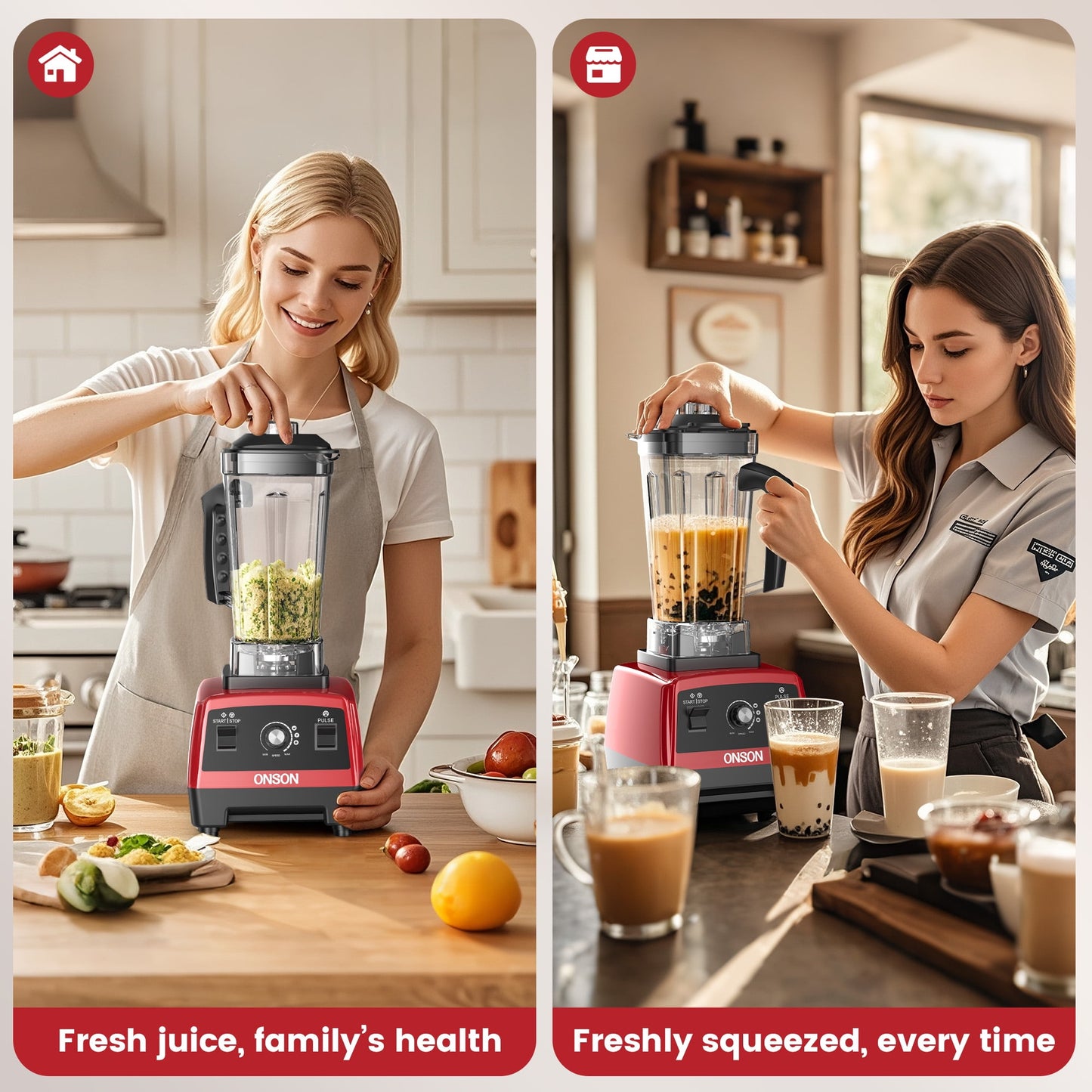 ONSON Smoothie Blender, 1800W High-Speed Countertop Blender, 70 Oz BPA-Free Jar for Shakes, Smoothies, Frozen Drinks & Ice Crushing