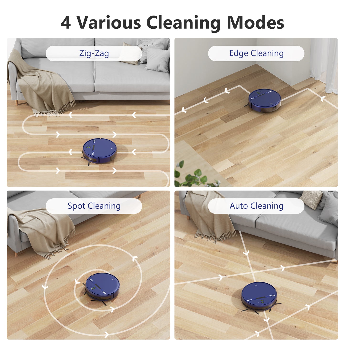 Teendow Robot Vacuum with Mop, Robotic Vacuum Cleaner with APP/Remote, Self-Charge, for Hardfloor, Carpet,Pet Hair, Blue,TG