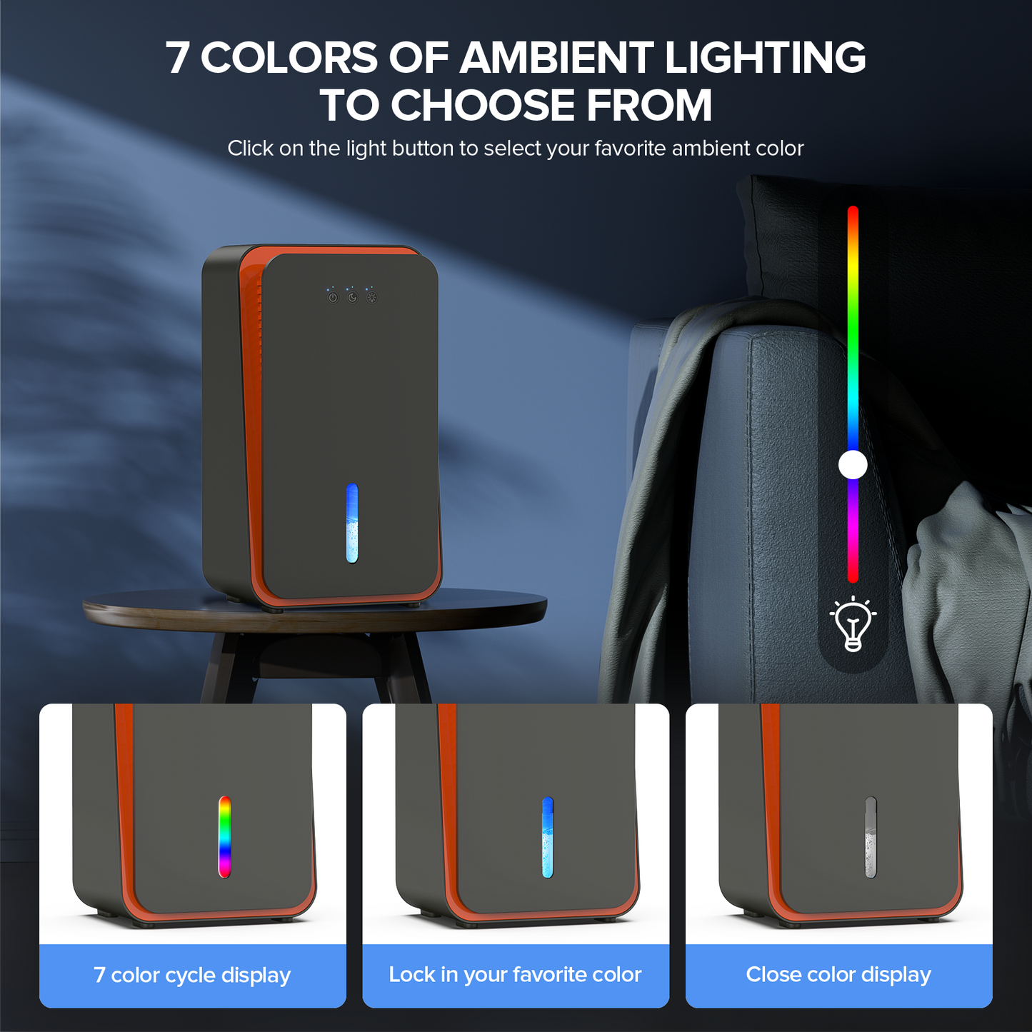 GOOVI Dehumidifier for Home 1000 sq. ft Auto Shut Off Small Dehumidifiers for Basement, Bathroom, Bedroom, with 7 Colors LED Light Built-in Aromatherapy Diffuser