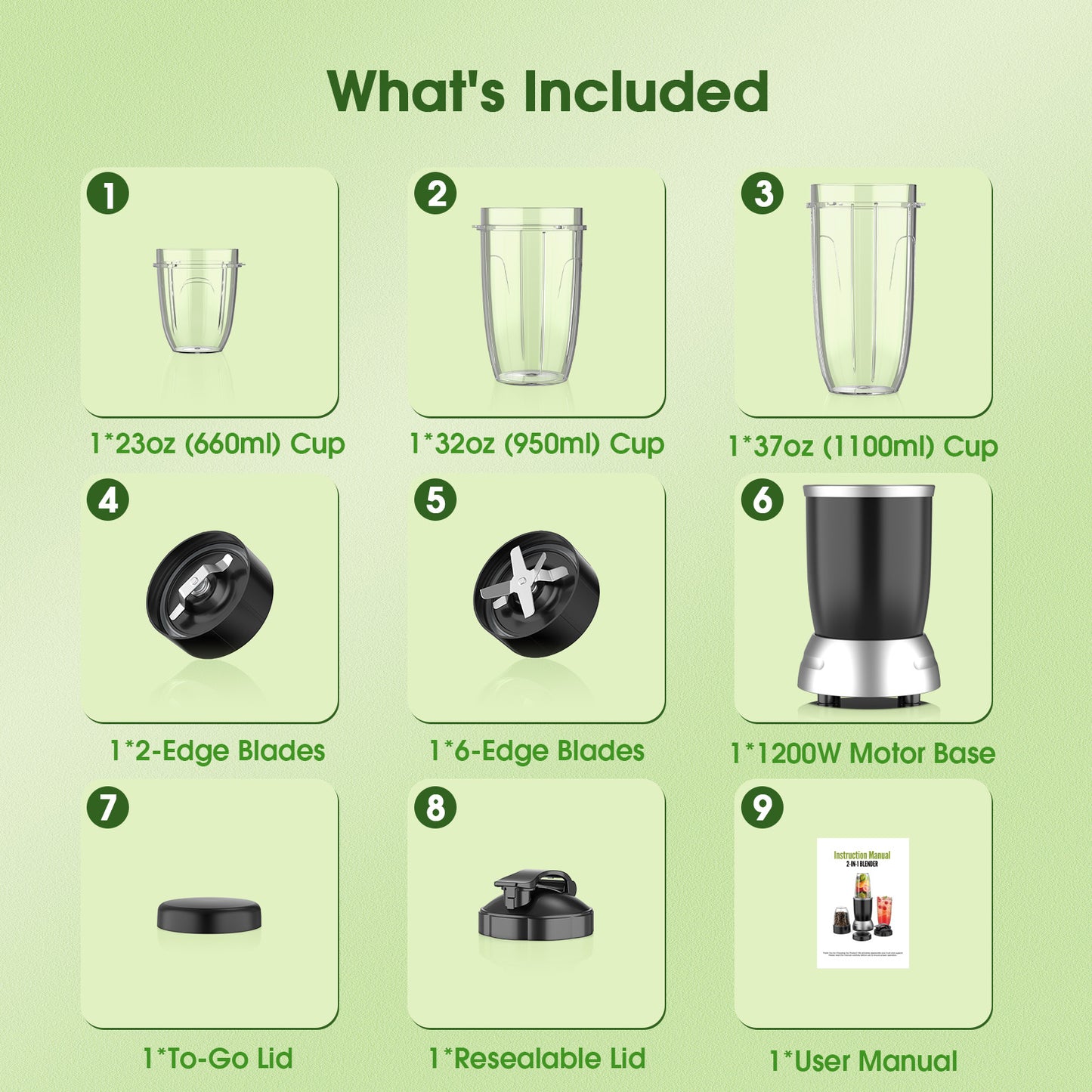 ONSON Portable Smoothie Blender 1200W   3 Cups Mixer Grinding for Home Kitchen
