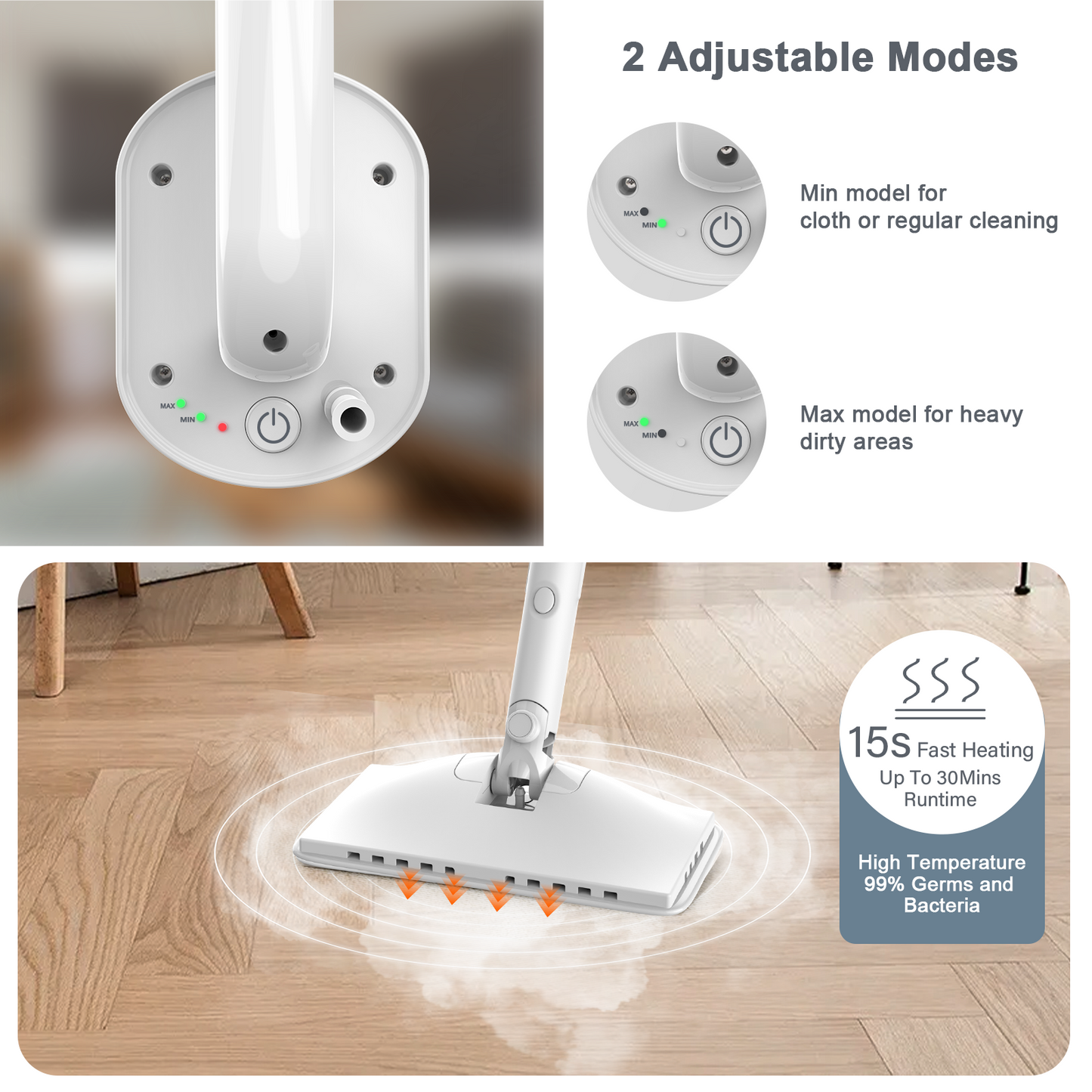 Haoyunduo Steam Mop, 6-in-1 Detachable Handheld Steam Mop Cleaner with 2 Microfiber Pads for Hard Floor, Carpet-01