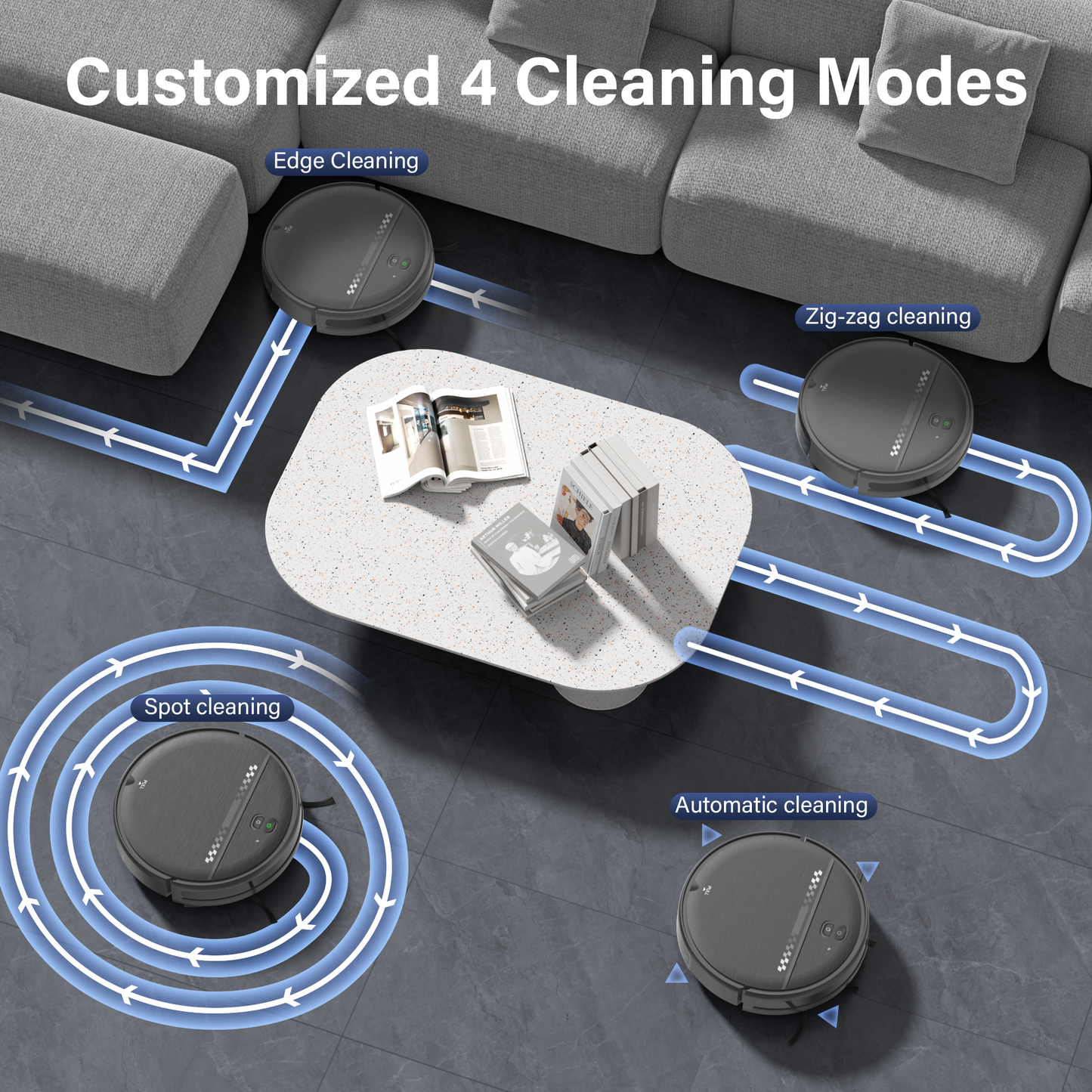Robot Vacuum and Mop Combo, 2-in-1 Robot Vacuum Cleaner, 2.87'' Slim Design, Wi-Fi/App/Voice Control, 3D Obstacle Avoidance & Self-Charging Robotic Vacuum for Hard Floors, Carpets, Pet Hair