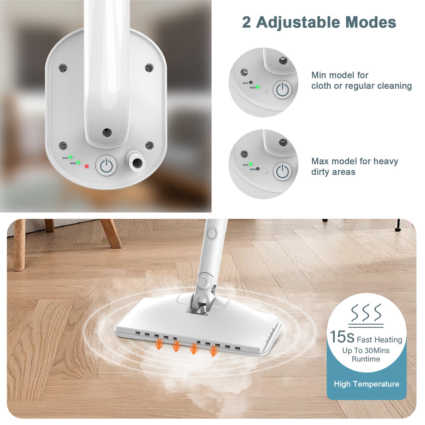 GOOVI Steam Mop, 7 in 1 Handheld Steam Mop Cleaner Detachable with 350ml Water Tank for Hard Floor, Carpet, Tiles Cleaning