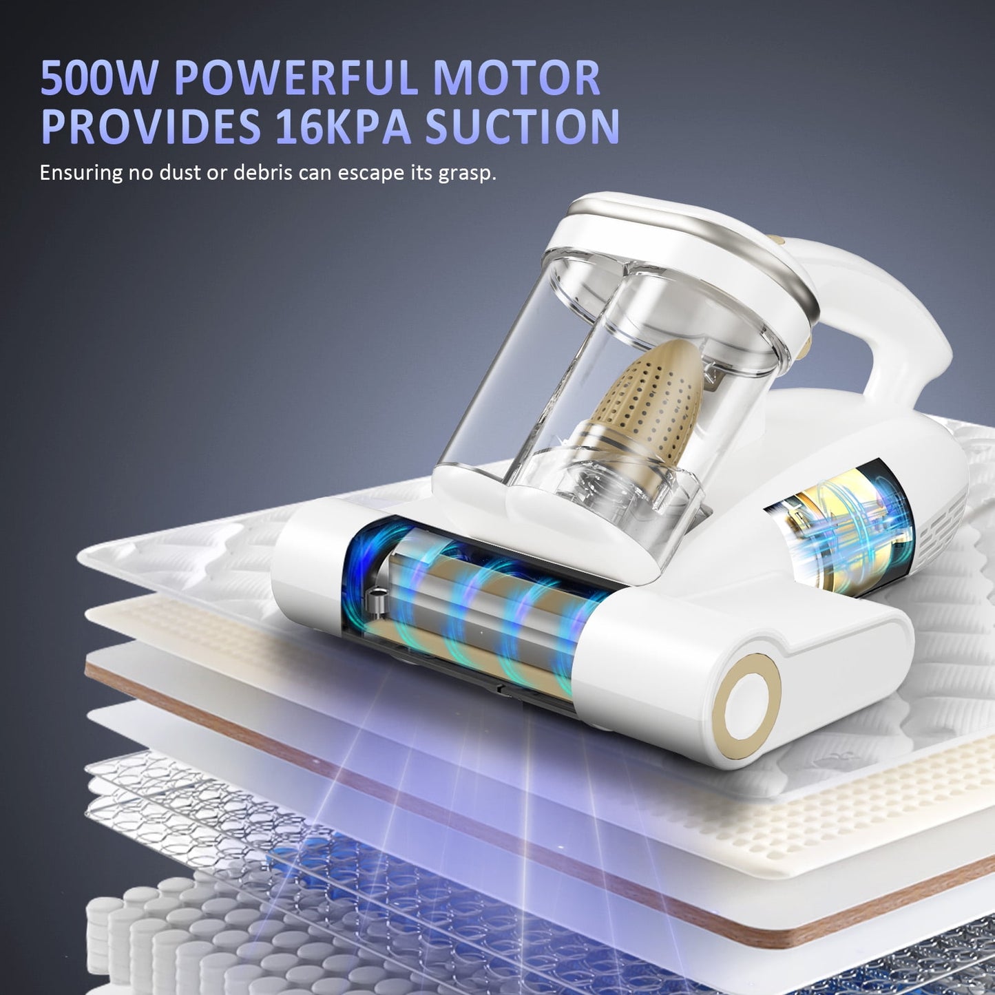 ONSON 16Kpa Mattress & Sofa Cleaner Features 3 Filters, Adjustable Suction & UV Sterilization 02