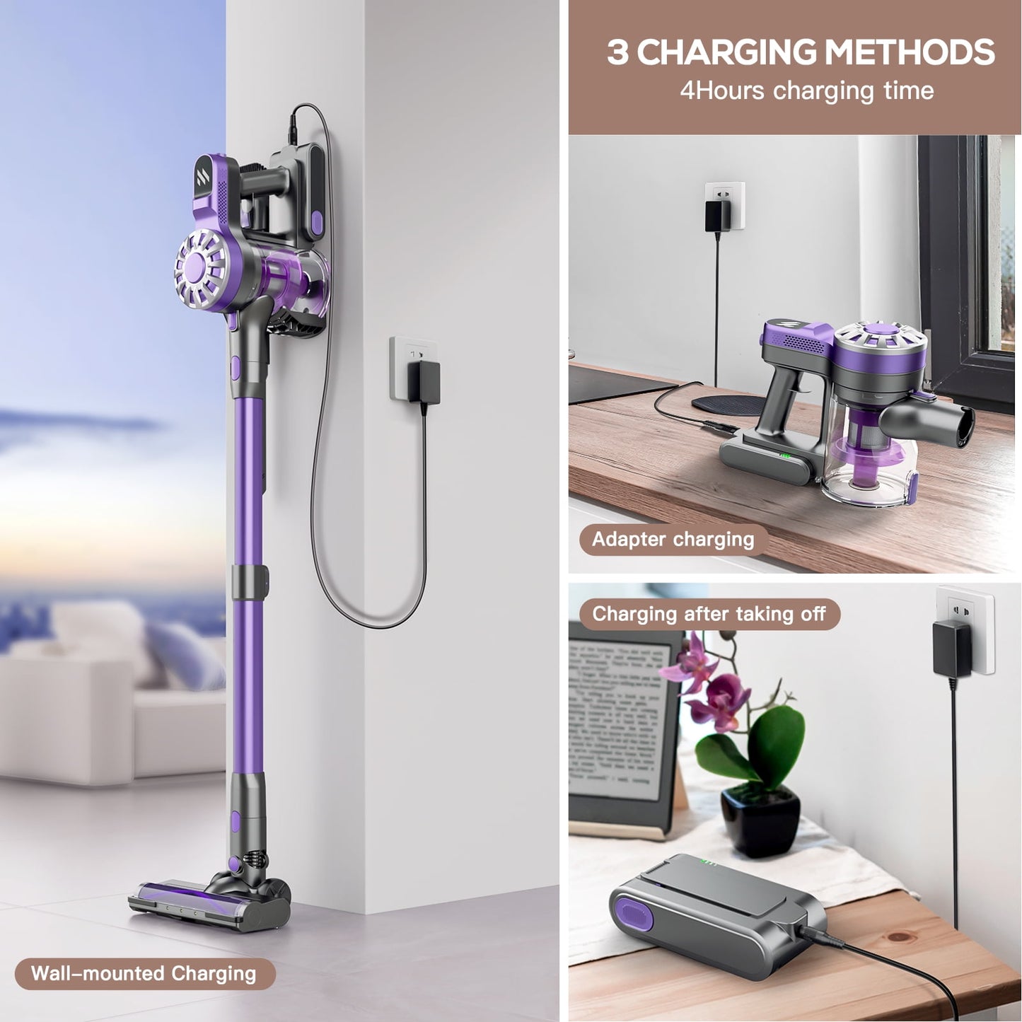 GOOVI Cordless Stick Vacuum Cleaner, Powerful Suction Lightweight Vacuum Cleaner for Hard Floor