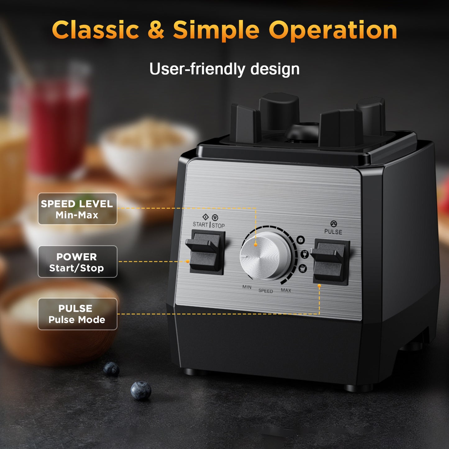 HAOYUNDUO Smoothie Blender, 1400W High-Speed Countertop Blender, 60 Oz BPA-Free Jar for Shakes, Smoothies, Frozen Drinks & Ice Crushing