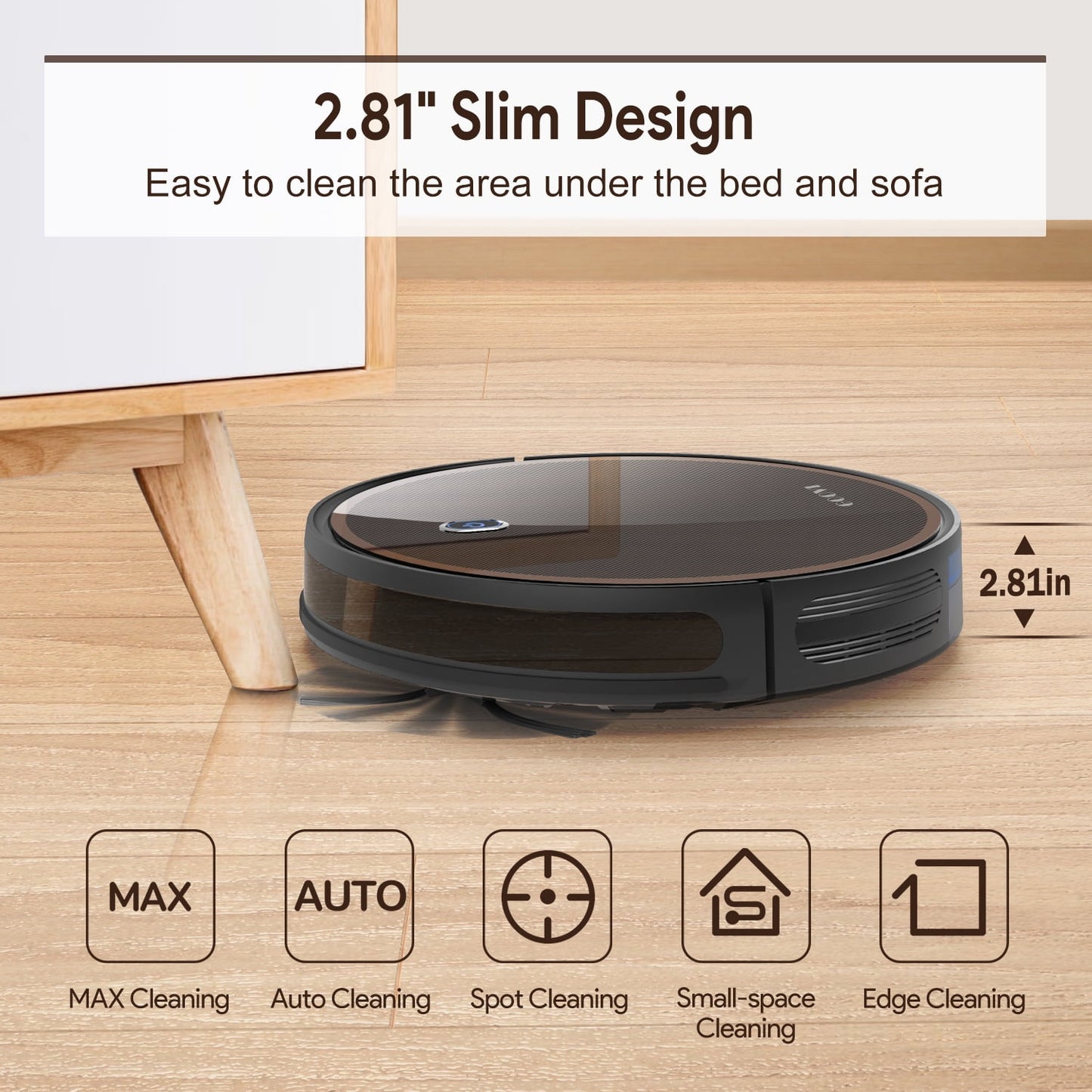 GOOVI Robot Vacuum, 2000Pa Robotic Vacuum Cleaner with Boundary Strips for Pet Hair 05