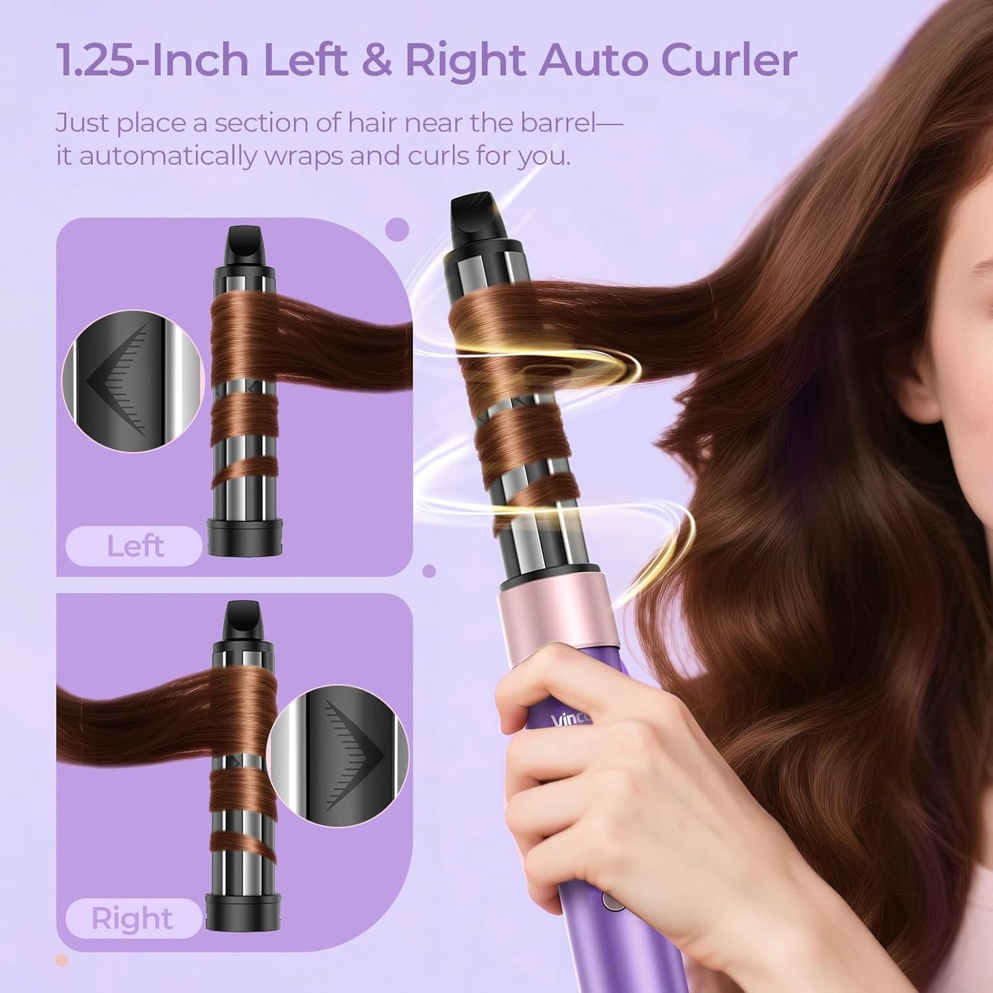 7-in-1 Hair Dryer Brush and 1500W Hair Styler Set – Fast Drying, Curling, Straightening & Volumizing – Hot Air Styling Tool with No Heat Damage – for All Hair Types – Purple