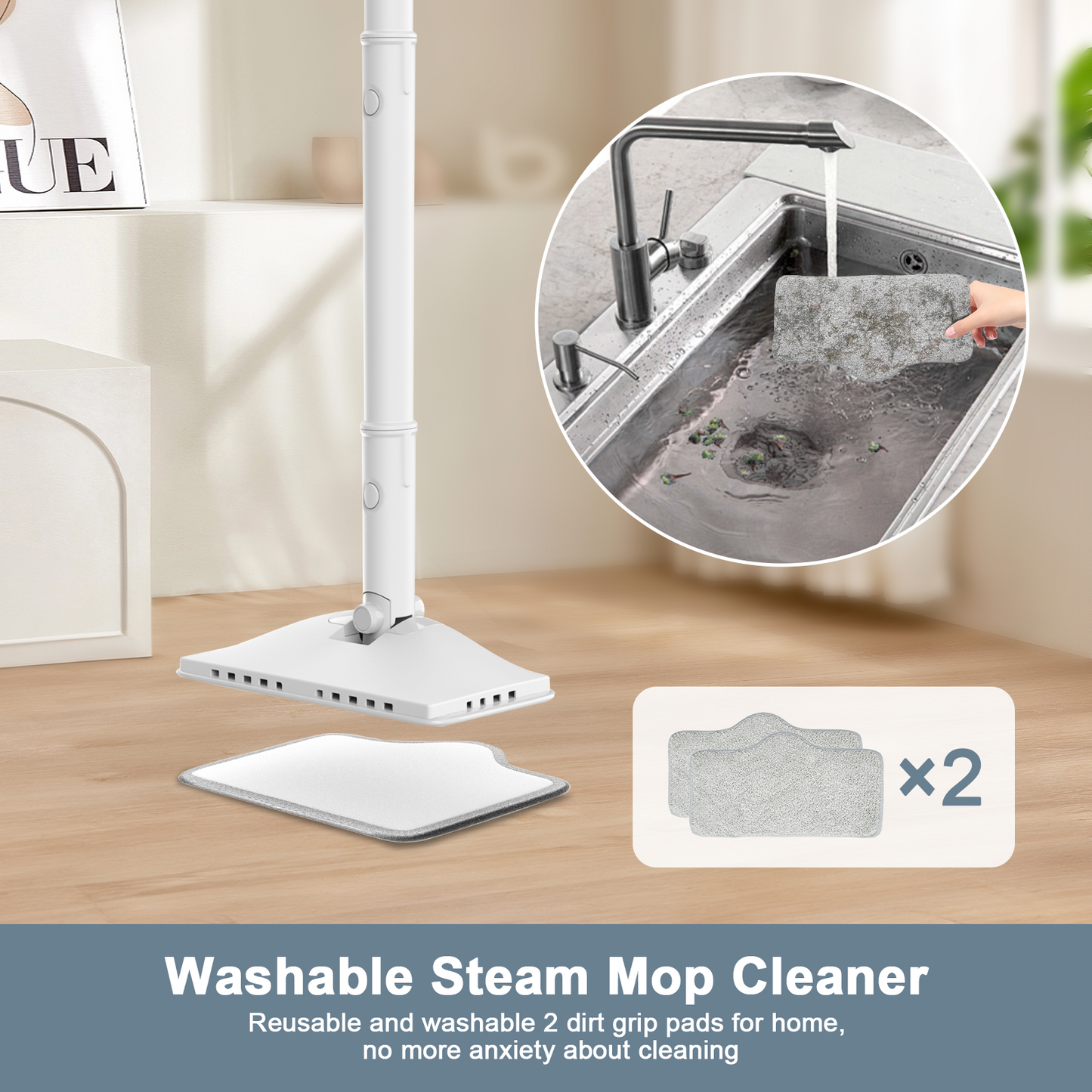 Haoyunduo Steam Mop, 6-in-1 Detachable Handheld Steam Mop Cleaner with 2 Microfiber Pads for Hard Floor, Carpet-01