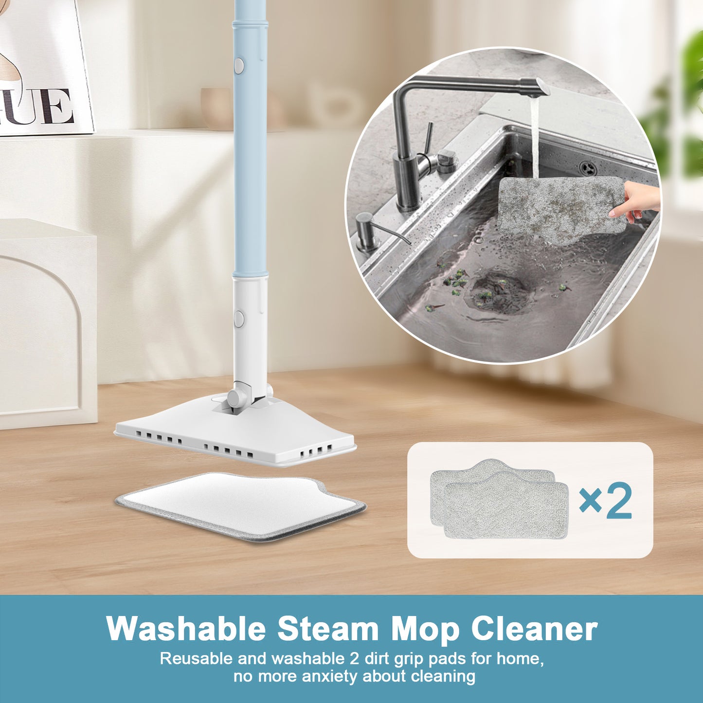 GOOVI Steam Mop, 7 in 1 Handheld Steam Mop Cleaner Detachable with 350ml Water Tank for Hard Floor, Carpet, Tiles Cleaning