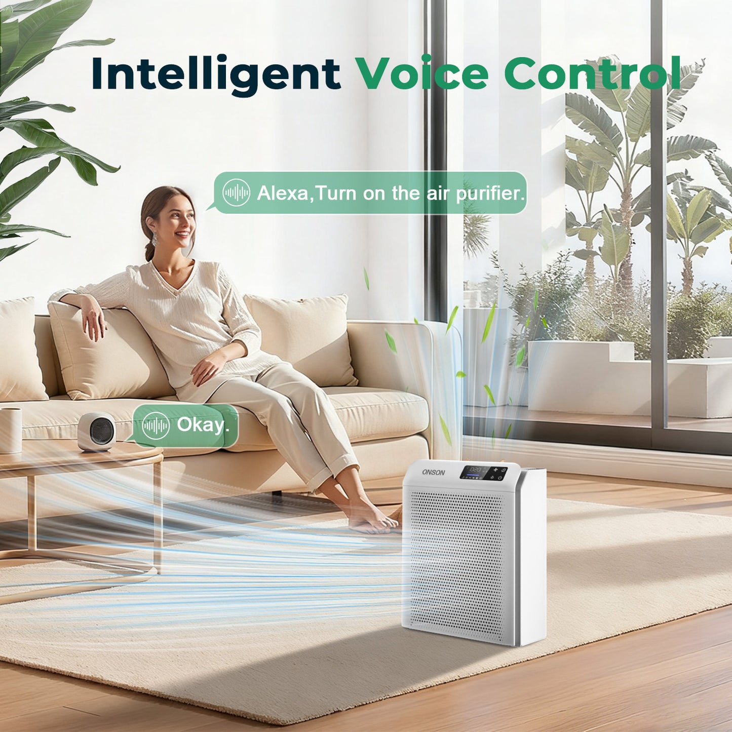 ONSON Air Purifier for Home, Large Rooms up to 3500 Sqft , Air Cleaner with Air Quality Monitor, Smart WiFi with APP Control for Pets, Odors, Dust, Pollen
