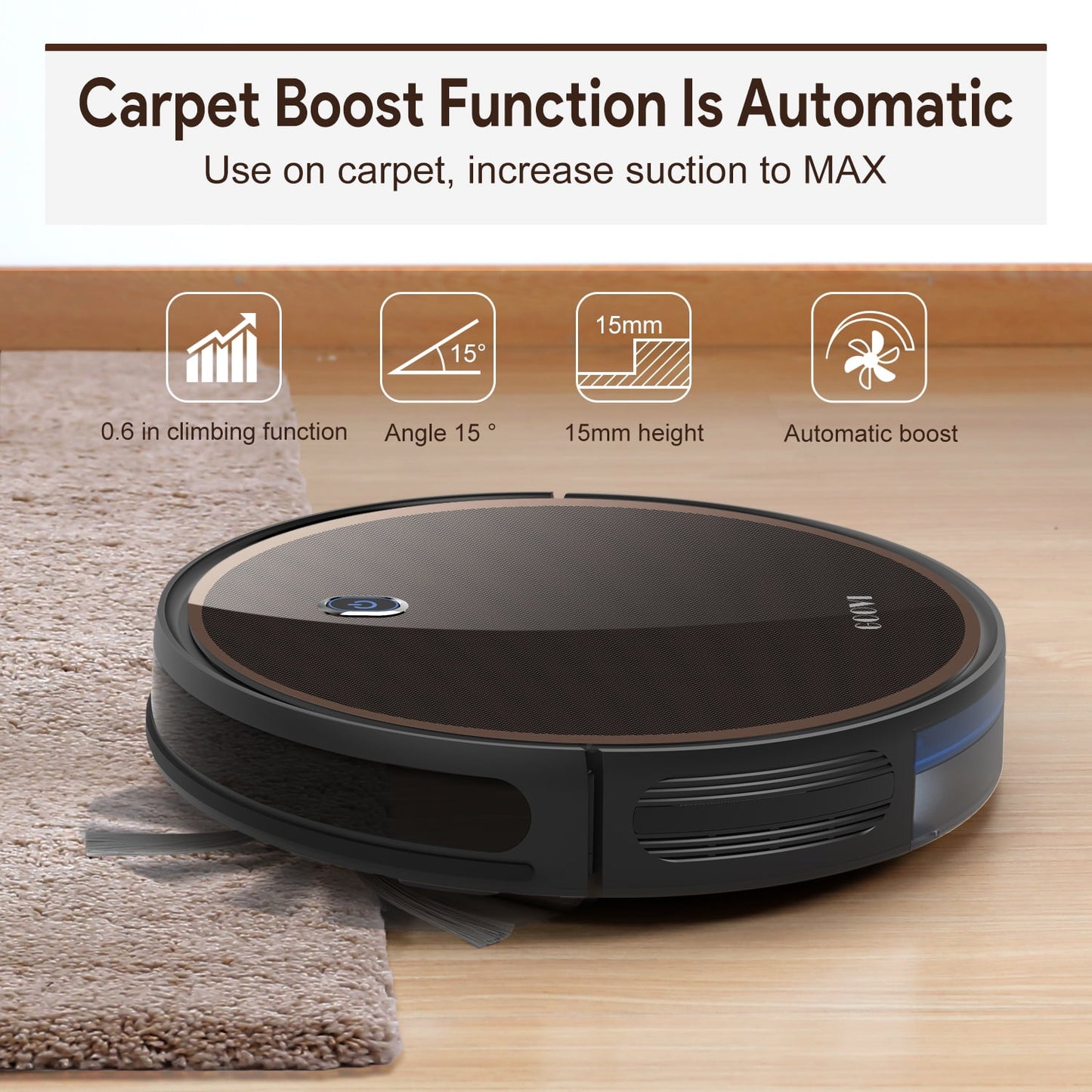 GOOVI Robot Vacuum, 2000Pa Robotic Vacuum Cleaner with Boundary Strips for Pet Hair 05