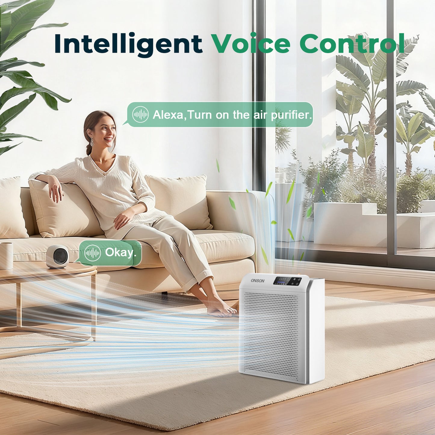 ONSON Air Purifier for Home, Large Rooms up to 3500 Sqft , Air Cleaner with Air Quality Monitor, Smart WiFi with APP Control for Pets, Odors, Dust, Pollen