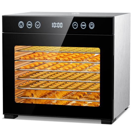 ONSON Food Dehydrator Machine, 8 Stainless Steel Trays, 650W Power, 167°F Dehydrated Dryer for Jerky, Dog Treats, Herbs, Meat, Fruit, Yogurt and Veggies, Silver-black