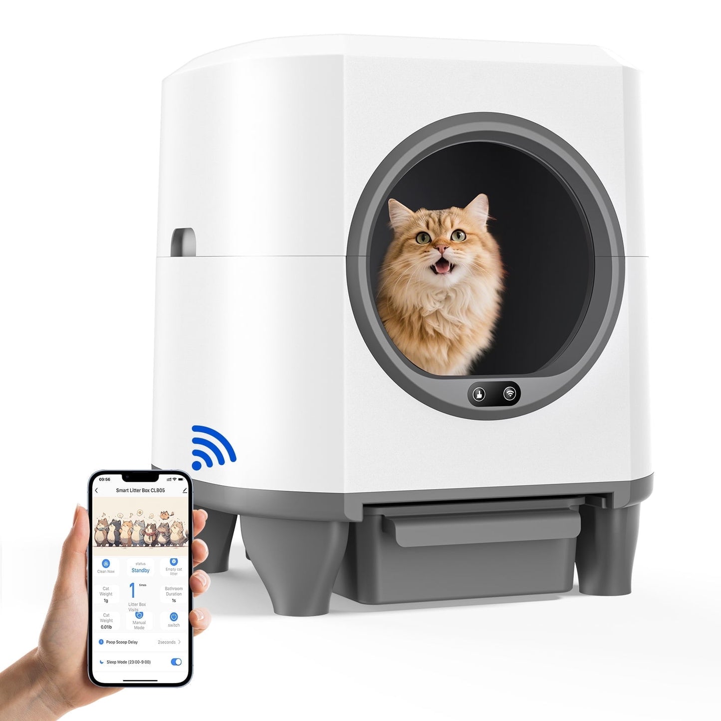 GOOVI Self Cleaning Cat Litter Box Smart Automatic Litter Box with App Control, White 11
