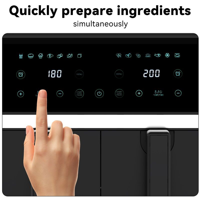 ONSON Dual Basket Air Fryer, 8.5-Quart Large Capacity Air Fryer with Smart Touchscreen, Independent Controls, Easy-Clean,Automatic Shut-Off