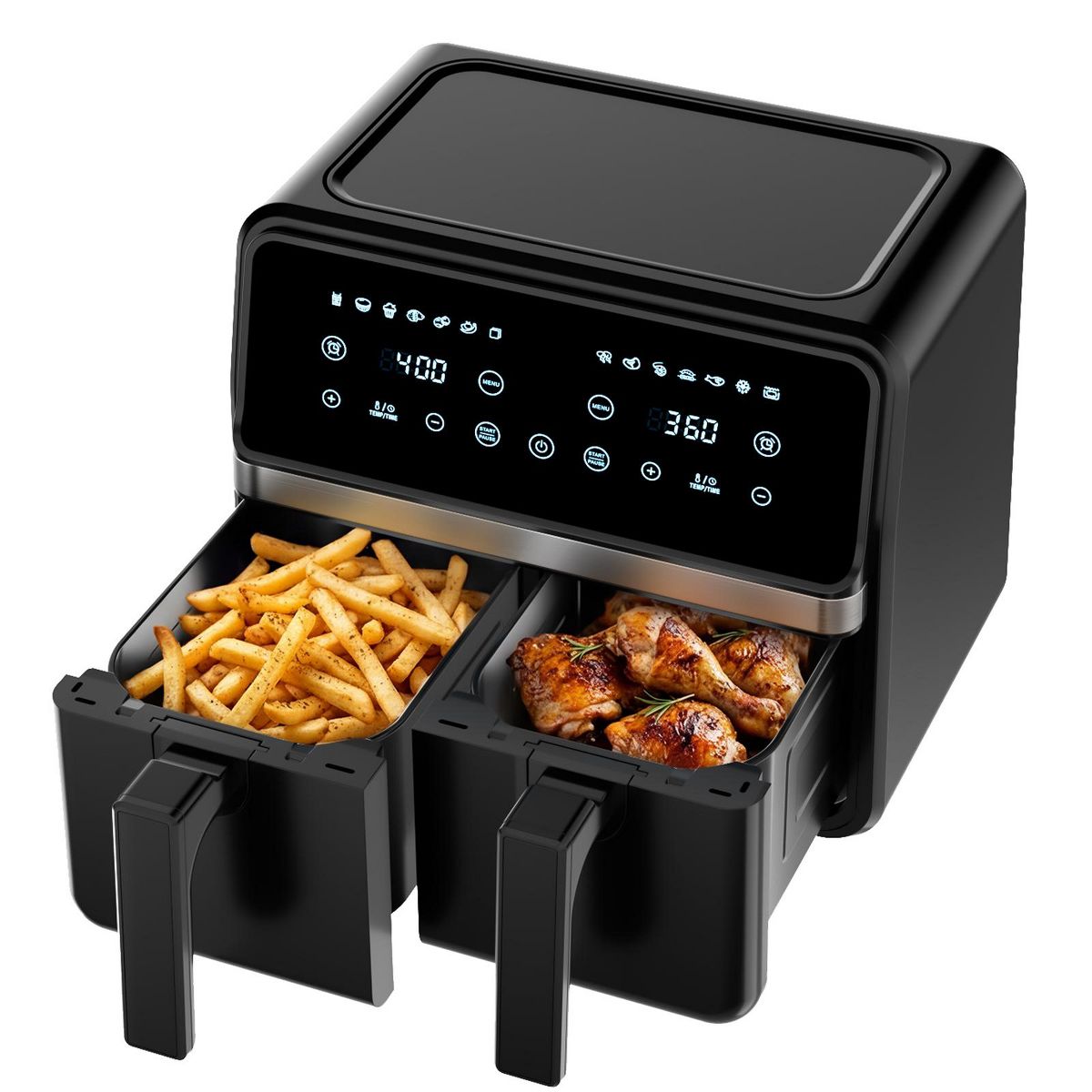 ONSON Dual Basket Air Fryer, 8.5-Quart Large Capacity Air Fryer with Smart Touchscreen, Independent Controls, Easy-Clean,Automatic Shut-Off