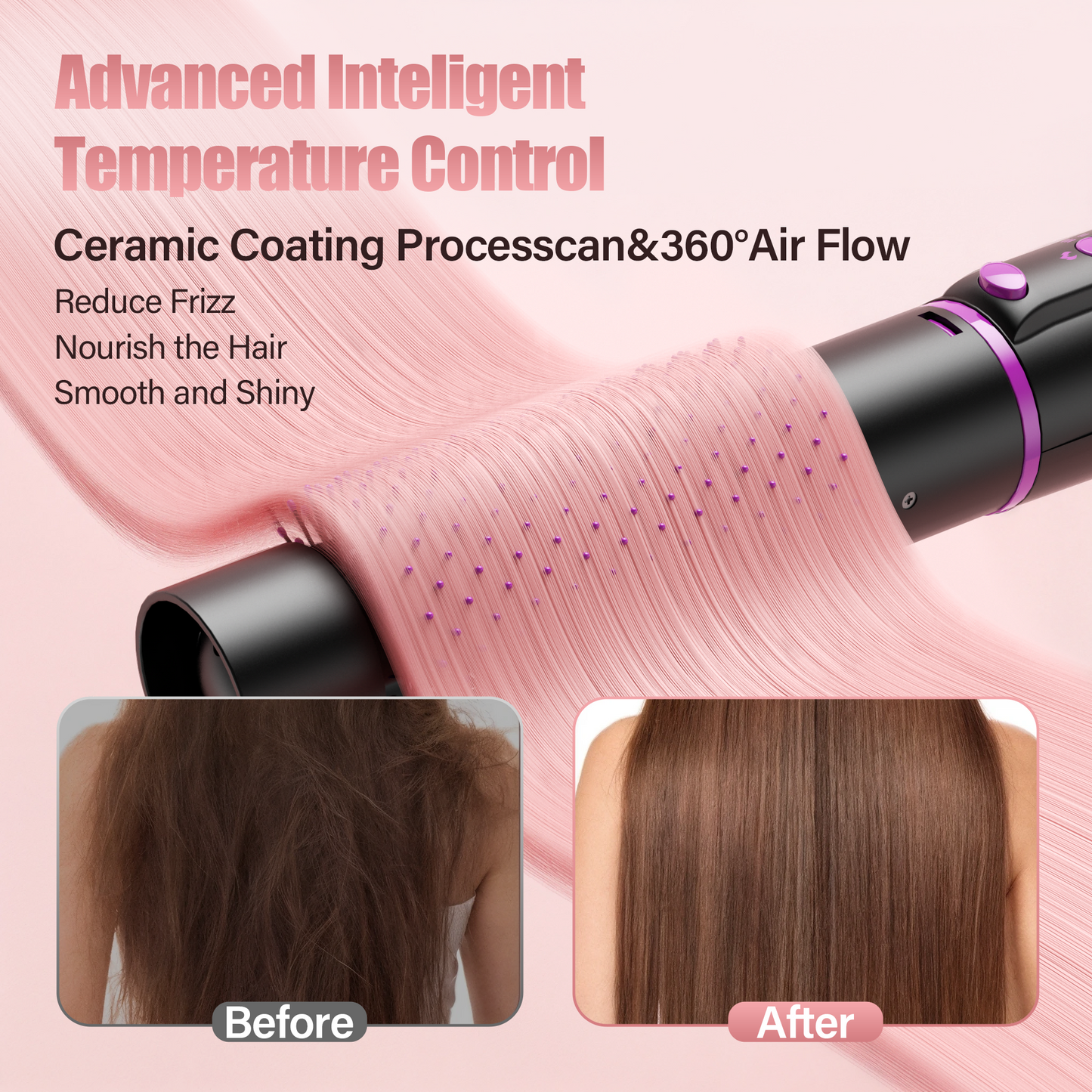 ONSON Hair Dryer Brush Set, 1" 4 in 1 Hot Air Brush, Drying, Volumizer Hair Styling Tools, Black