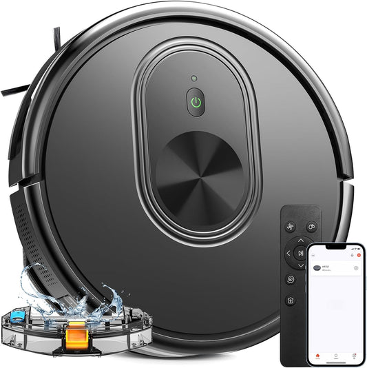 ONSON Robot Vacuum Cleaner,2 in 1 Robot Vacumm Mop Combo, With Alexa/WiFi/App Connection,for Pet Hair，Hard Floor - Black