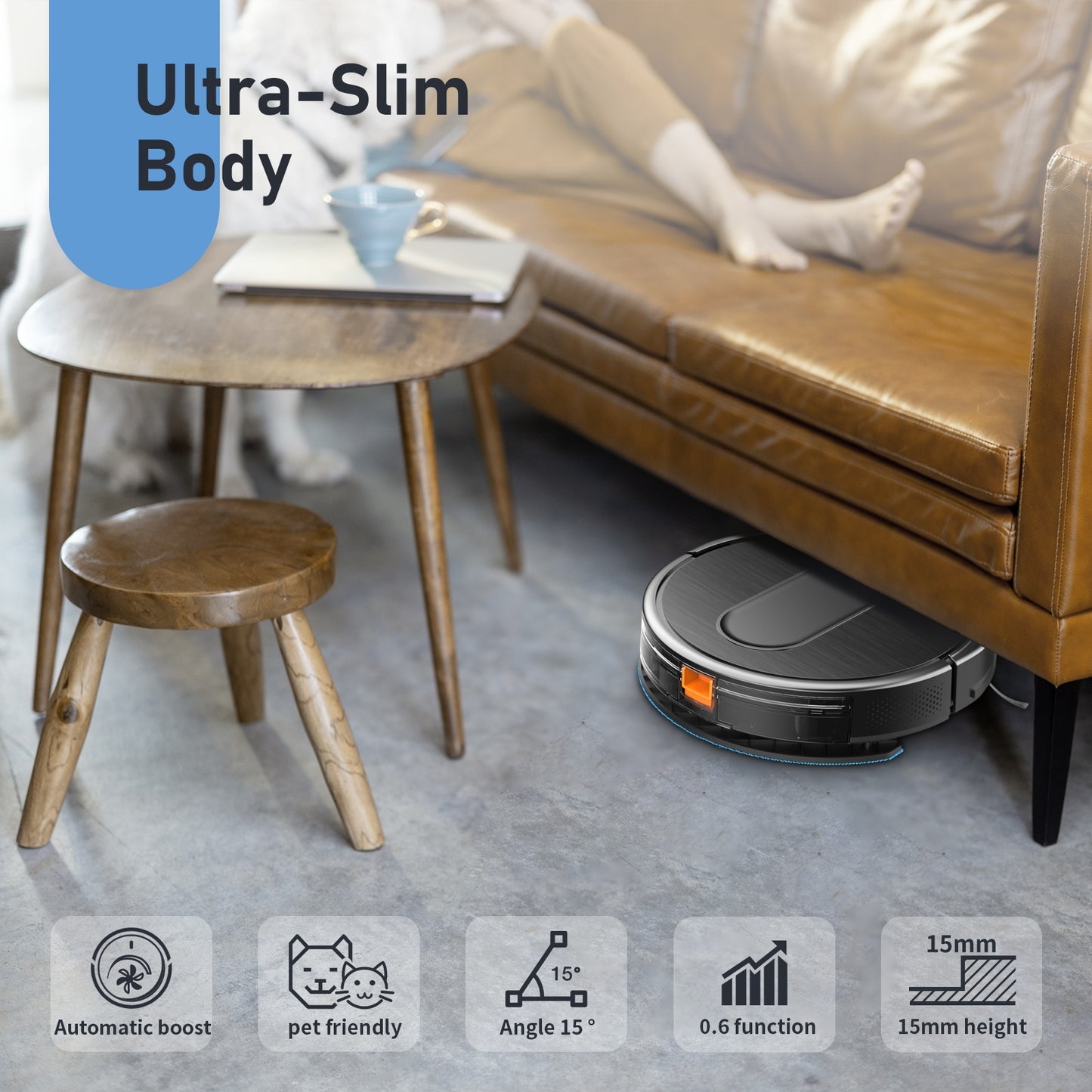 GOOVI Robot Vacuum 2 in 1 Mopping Robotic Vacuum Cleaner Combo Black 02