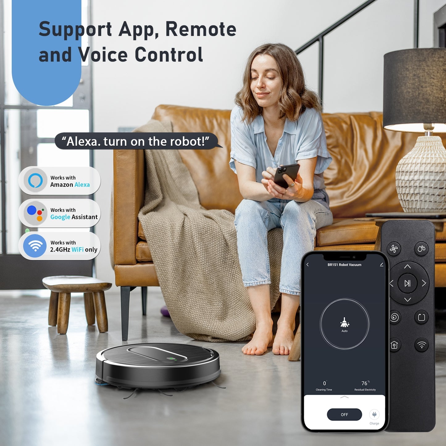 GOOVI Robot Vacuum 2 in 1 Mopping Robotic Vacuum Cleaner Combo Black 02