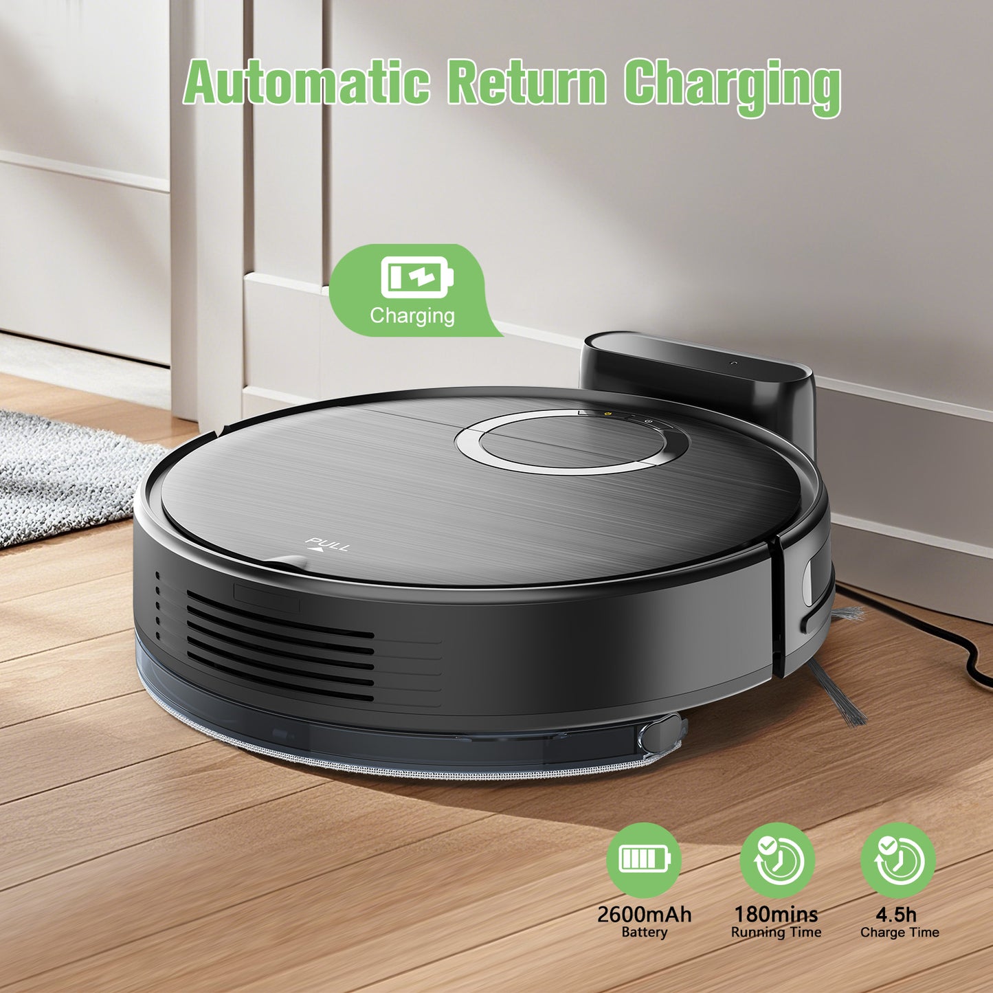 ONSON Robot Vacuum and Mop Combo with Self-Charging, Slim, Ideal for Hard Floor, Pet Hair 02